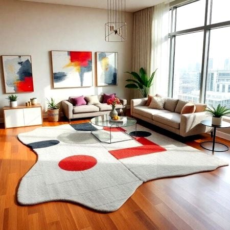 Handcrafted Geometric Abstract Area Rug